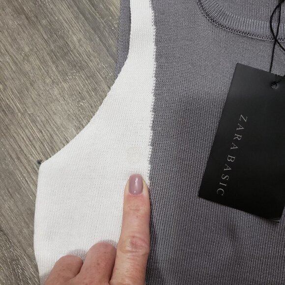 Zara Basic Colour Block Sweater Knit Bodycon Dress - Picture 6 of 7